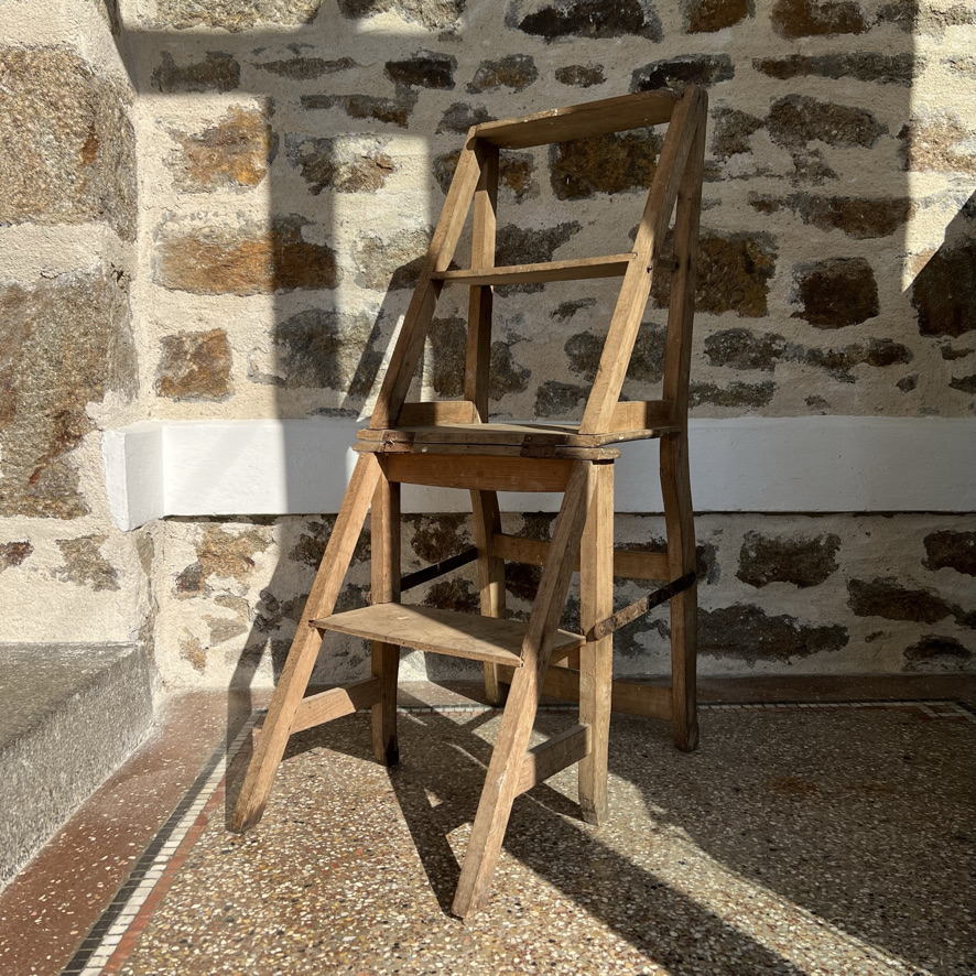 Chaise escabeau en bois massif CH015 | Ethnik Shop